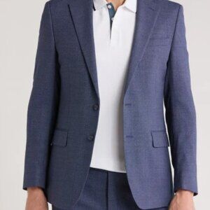 Original Penguin Navy Birdseye Stretch Suit 46R Jacket 36x32 Pants MENS
